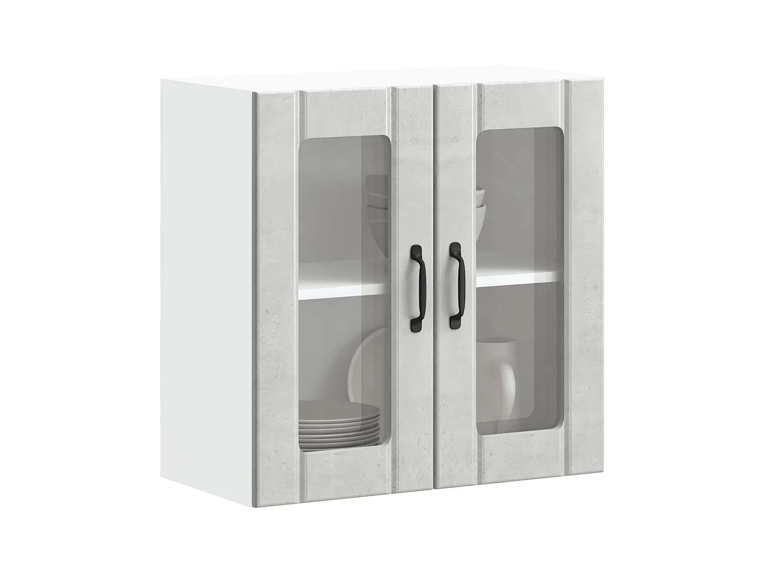 Mobile pensile da cucina grigio cemento con anta in vetro