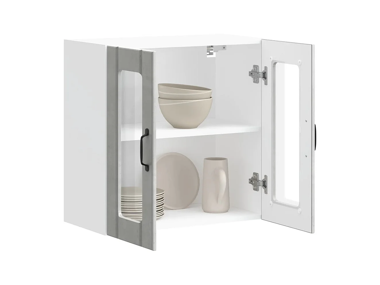 Mobile pensile da cucina grigio cemento con anta in vetro