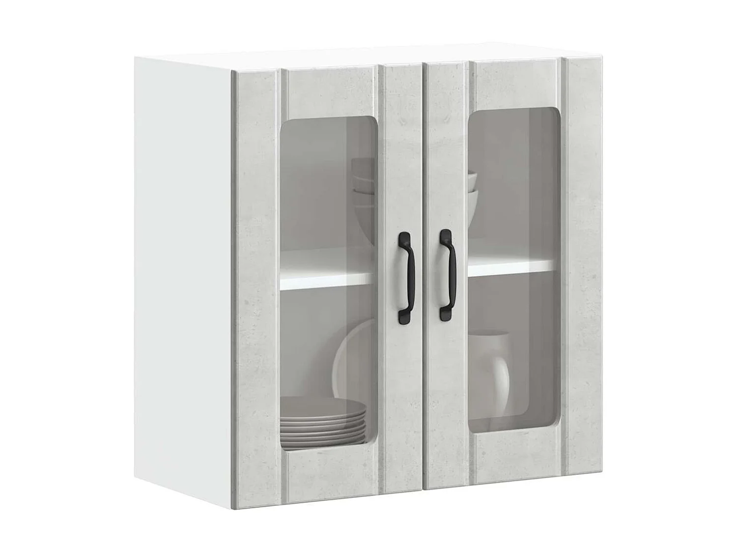 Armoire murale de cuisine avec porte en verre gris béton