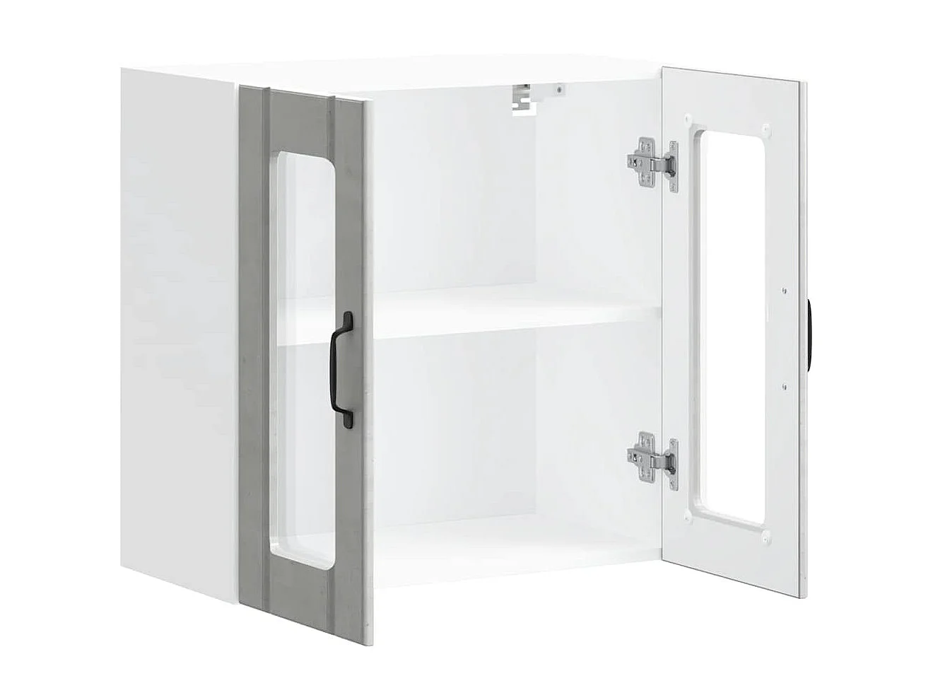 Armoire murale de cuisine avec porte en verre gris béton