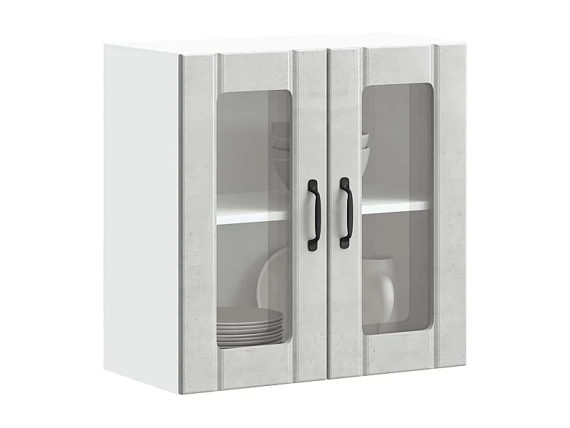 Armoire murale de cuisine avec porte en verre gris béton