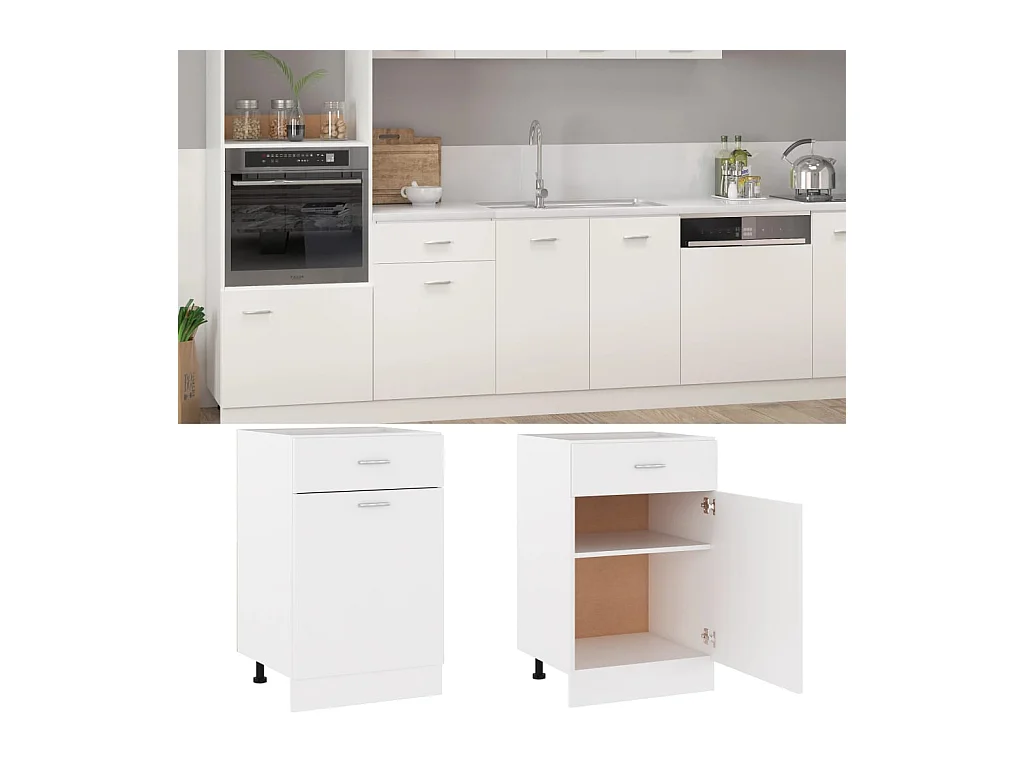 Mobiletto da terra con cassetti bianco 50x46x81,5cm