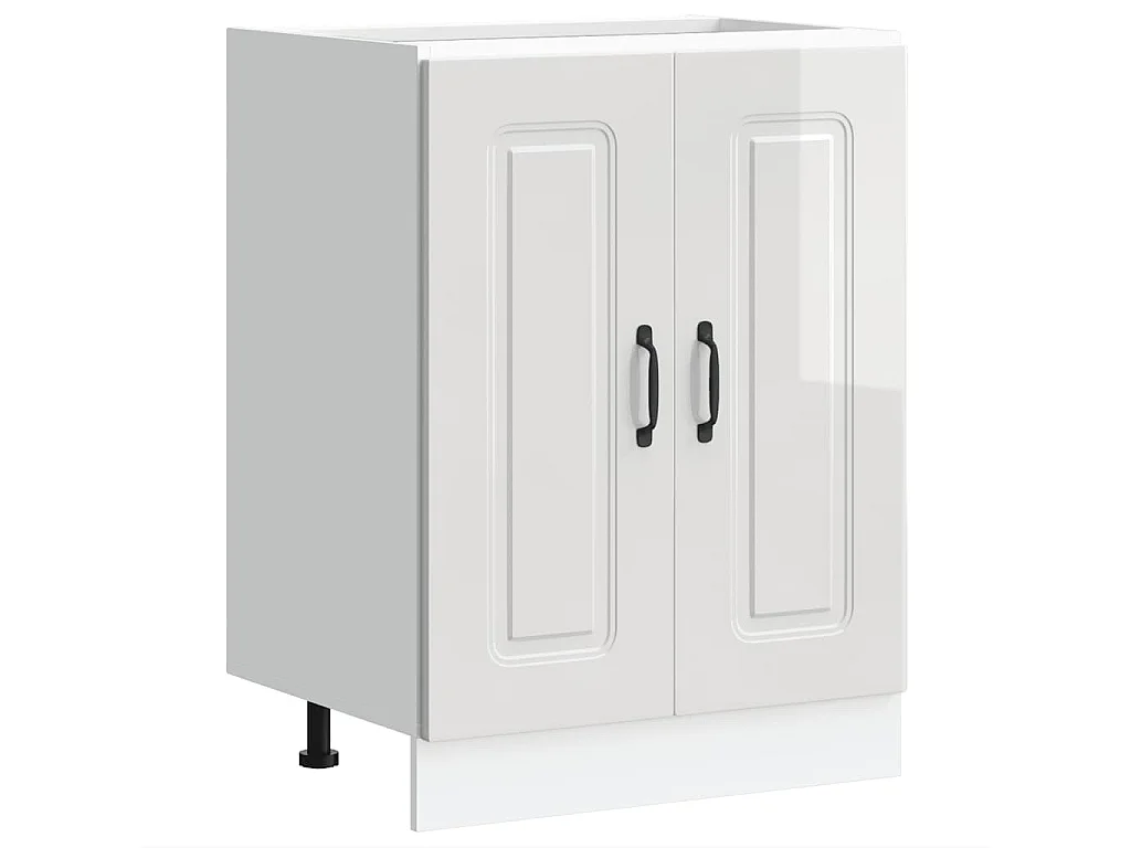 Mueble bajo fregadero, blanco brillante, 60x46x81,5 cm