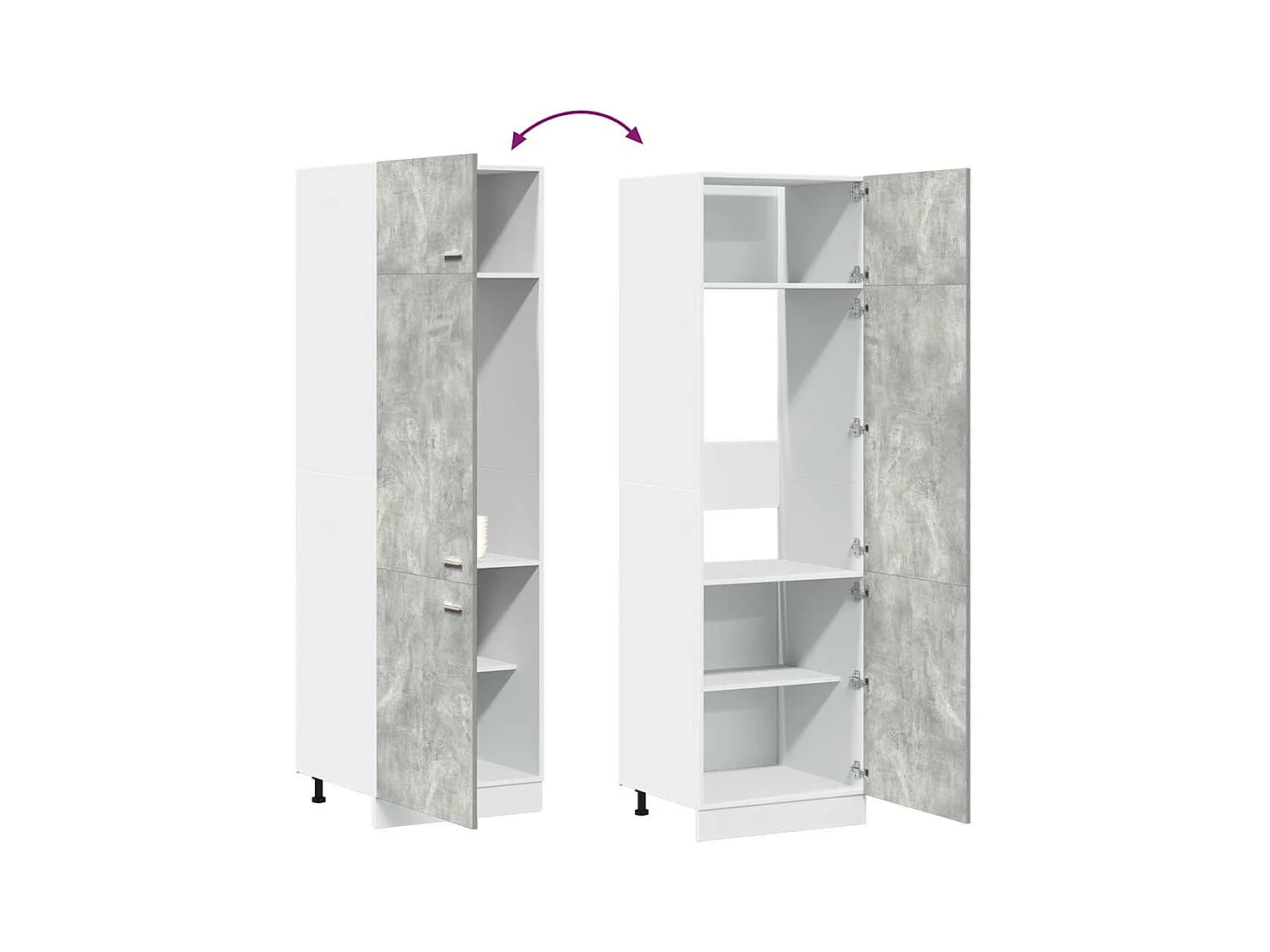 Mobile frigorifero "Lyon", grigio cemento, 60x57x207 cm