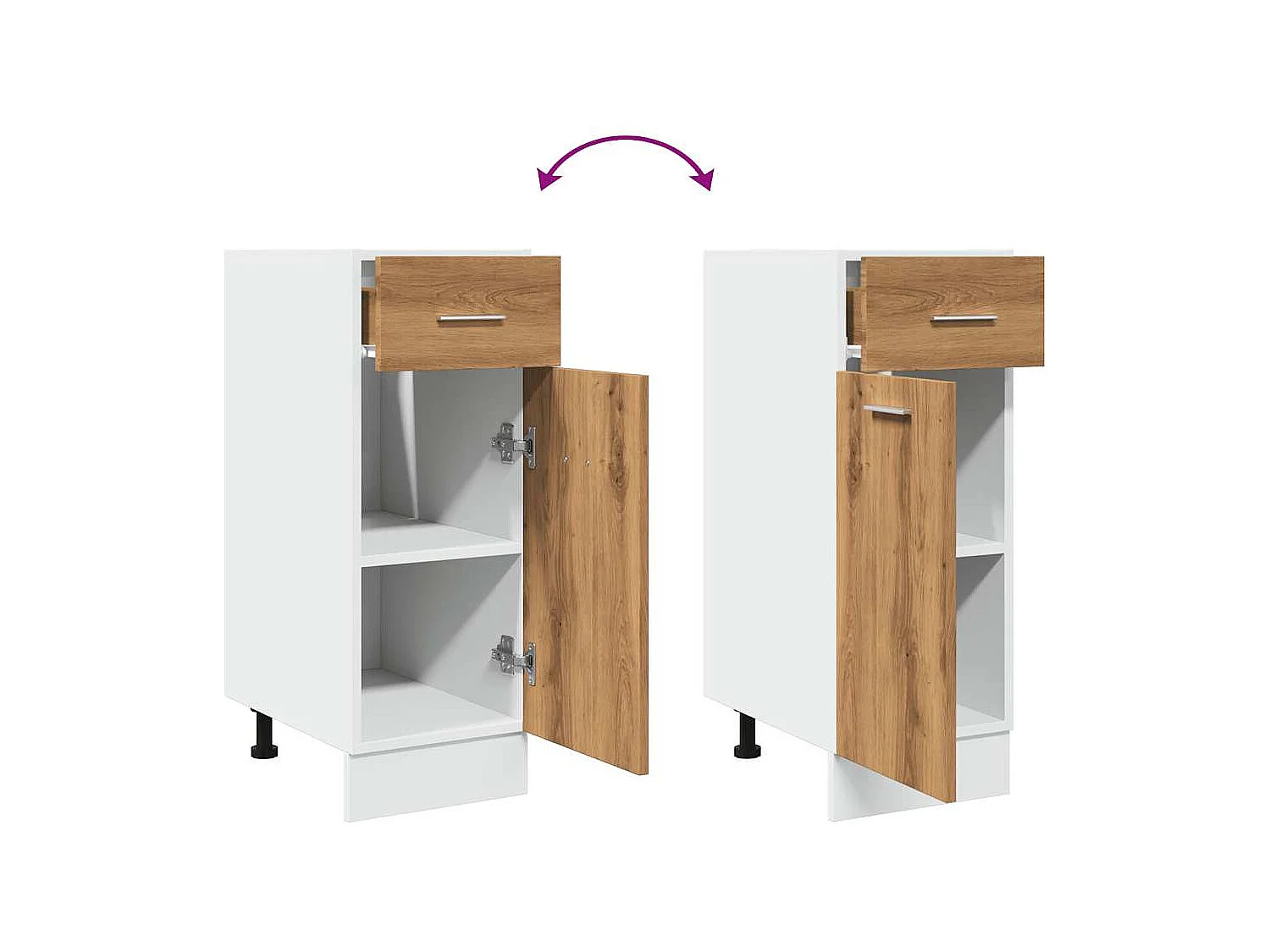 Armoire de plancher à tiroir chêne artisanal