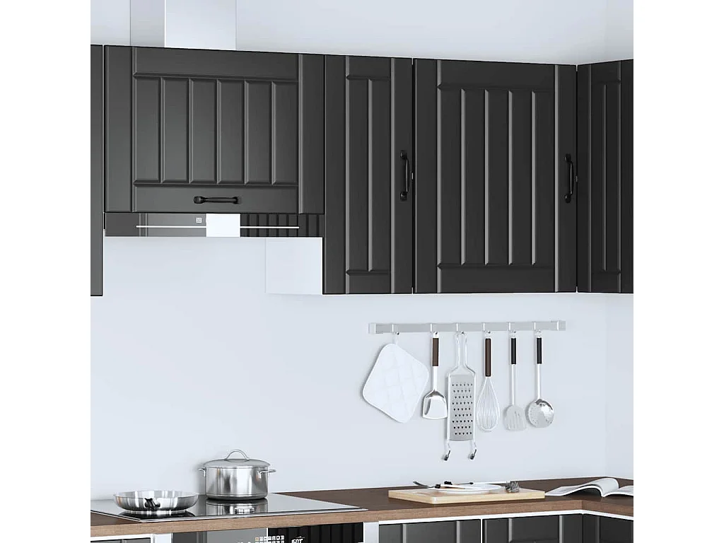 Armoire murale de cuisine noir bois d'ingénierie