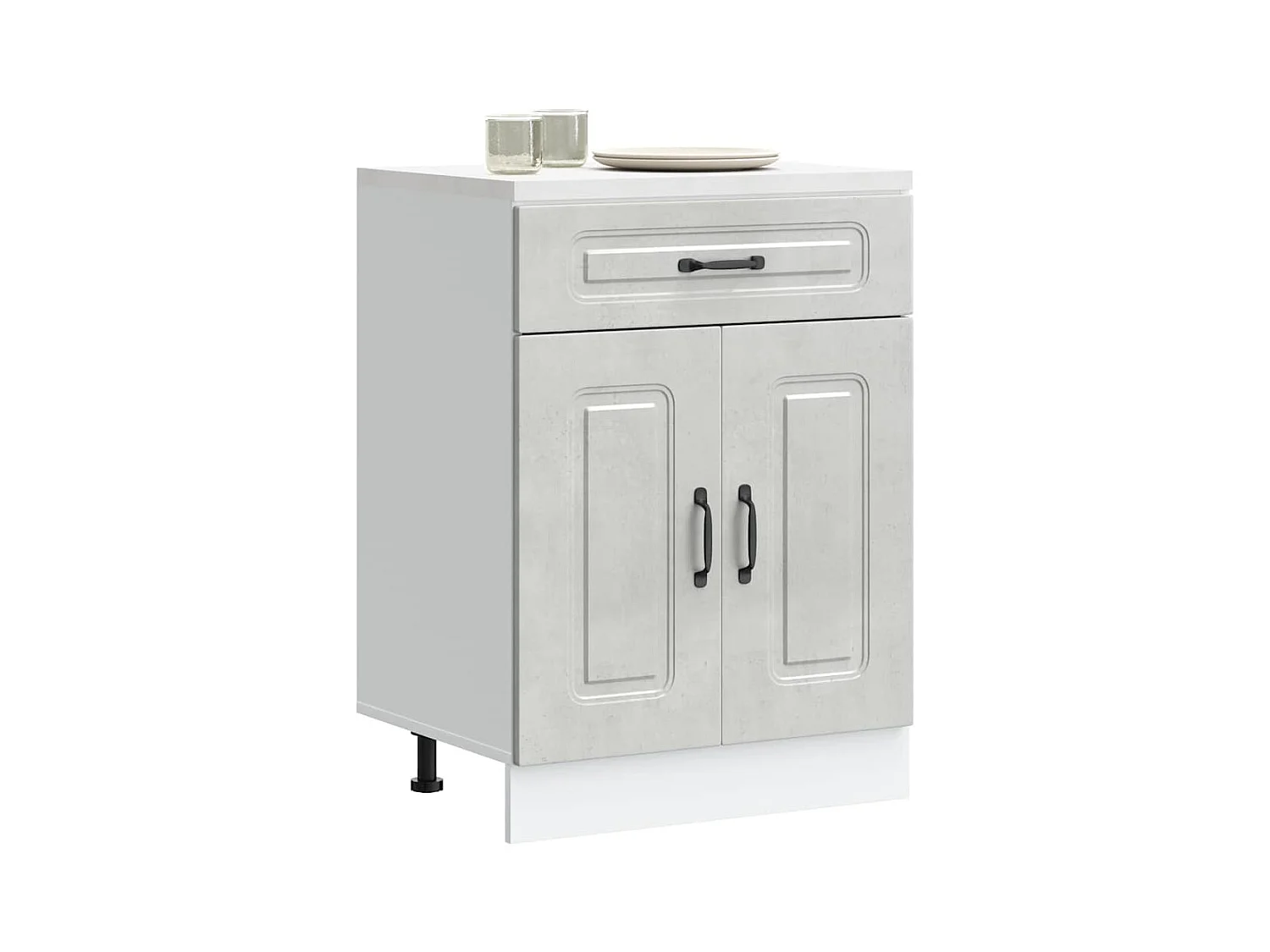 Armoire de cuisine gris béton bois d'ingénierie