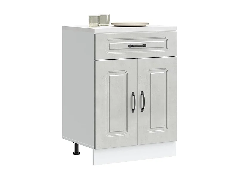 Armoire de cuisine gris béton bois d'ingénierie