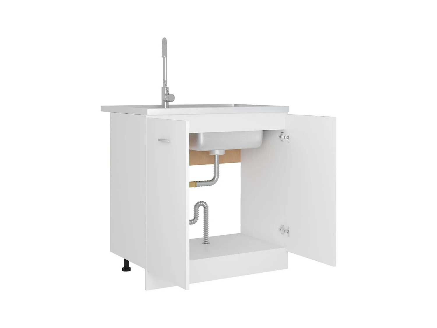 Armoire de plancher d'évier Blanc Bois ingénierie