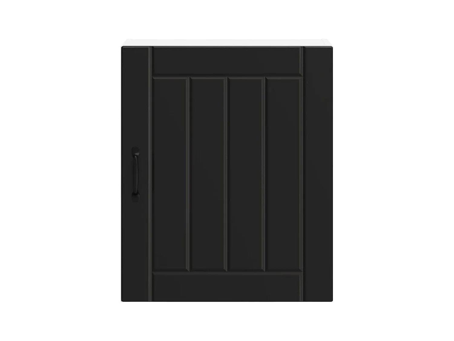 zwarte keukenwandkast van bewerkt hout