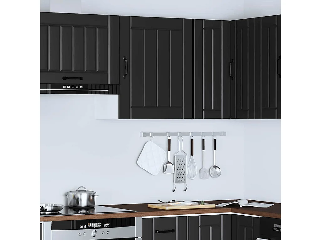 Armoire murale de cuisine noir bois d'ingénierie