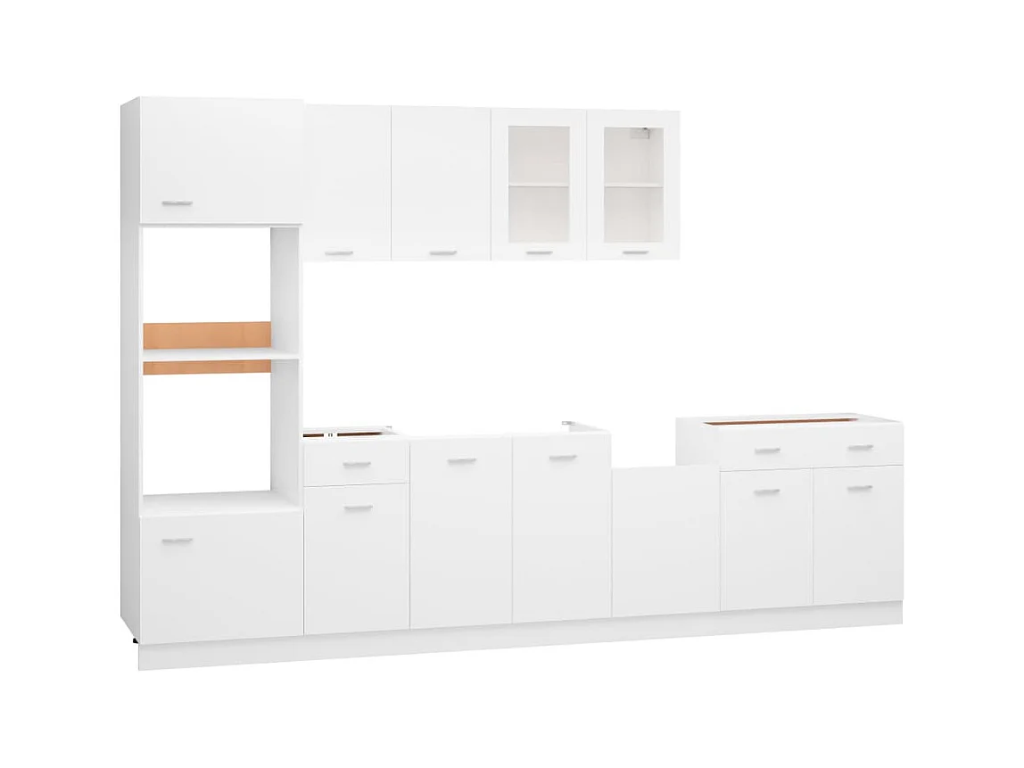 Ensemble de meubles de cuisine 7 pcs Blanc Aggloméré