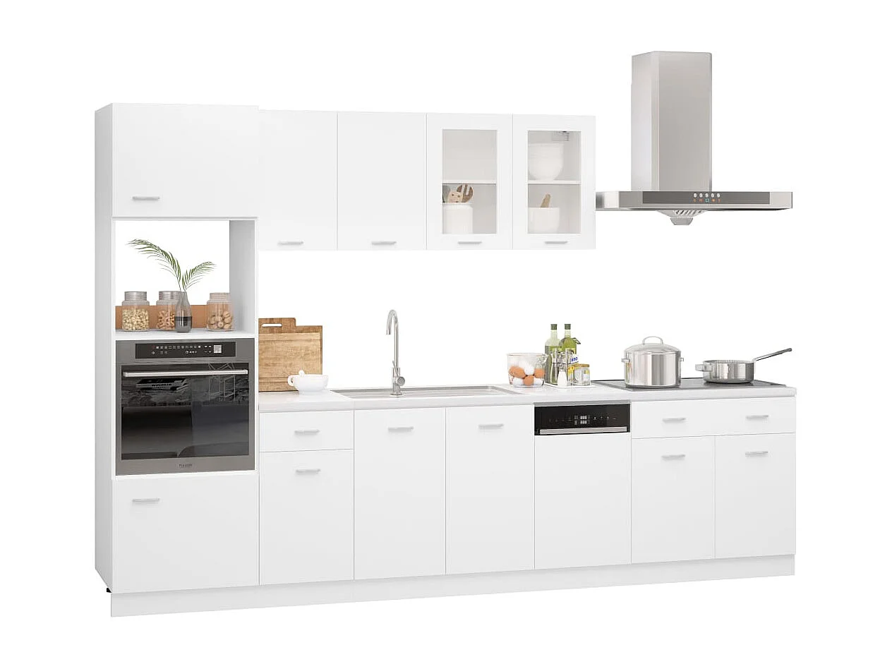 Ensemble de meubles de cuisine 7 pcs Blanc Aggloméré