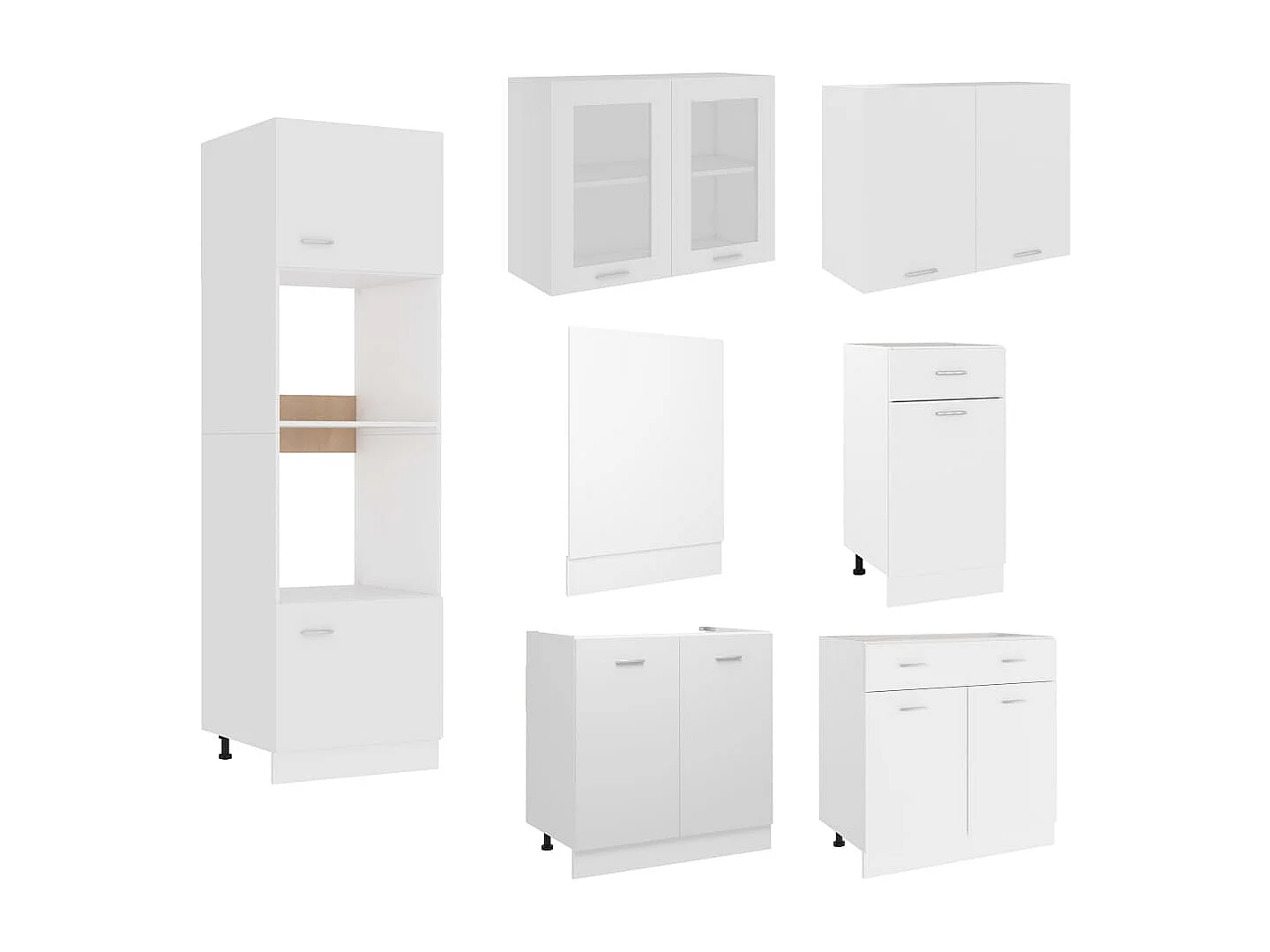 Ensemble de meubles de cuisine 7 pcs Blanc Aggloméré