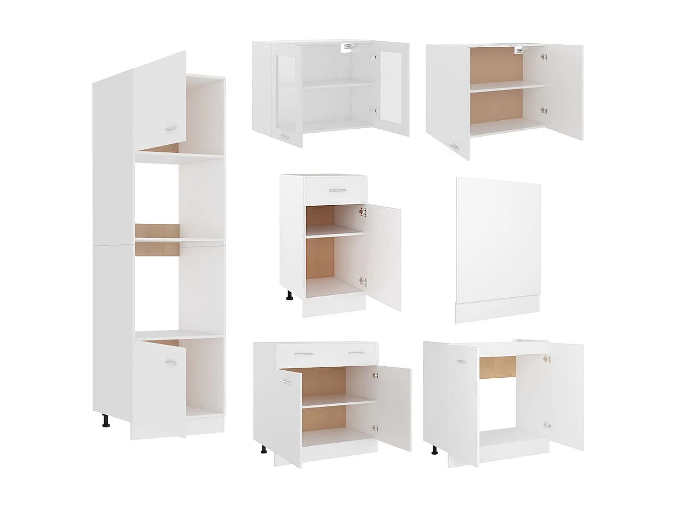 Ensemble de meubles de cuisine 7 pcs Blanc Aggloméré