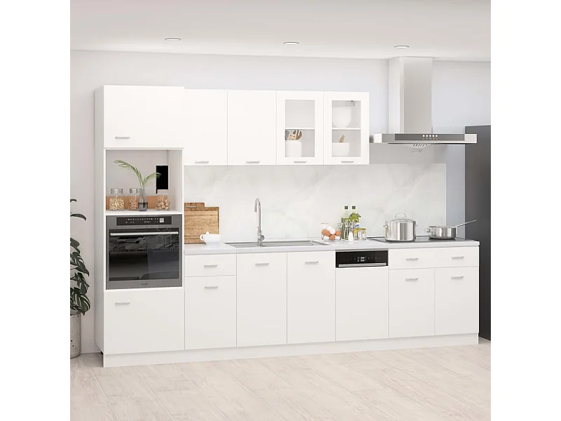 Ensemble de meubles de cuisine 7 pcs Blanc Aggloméré