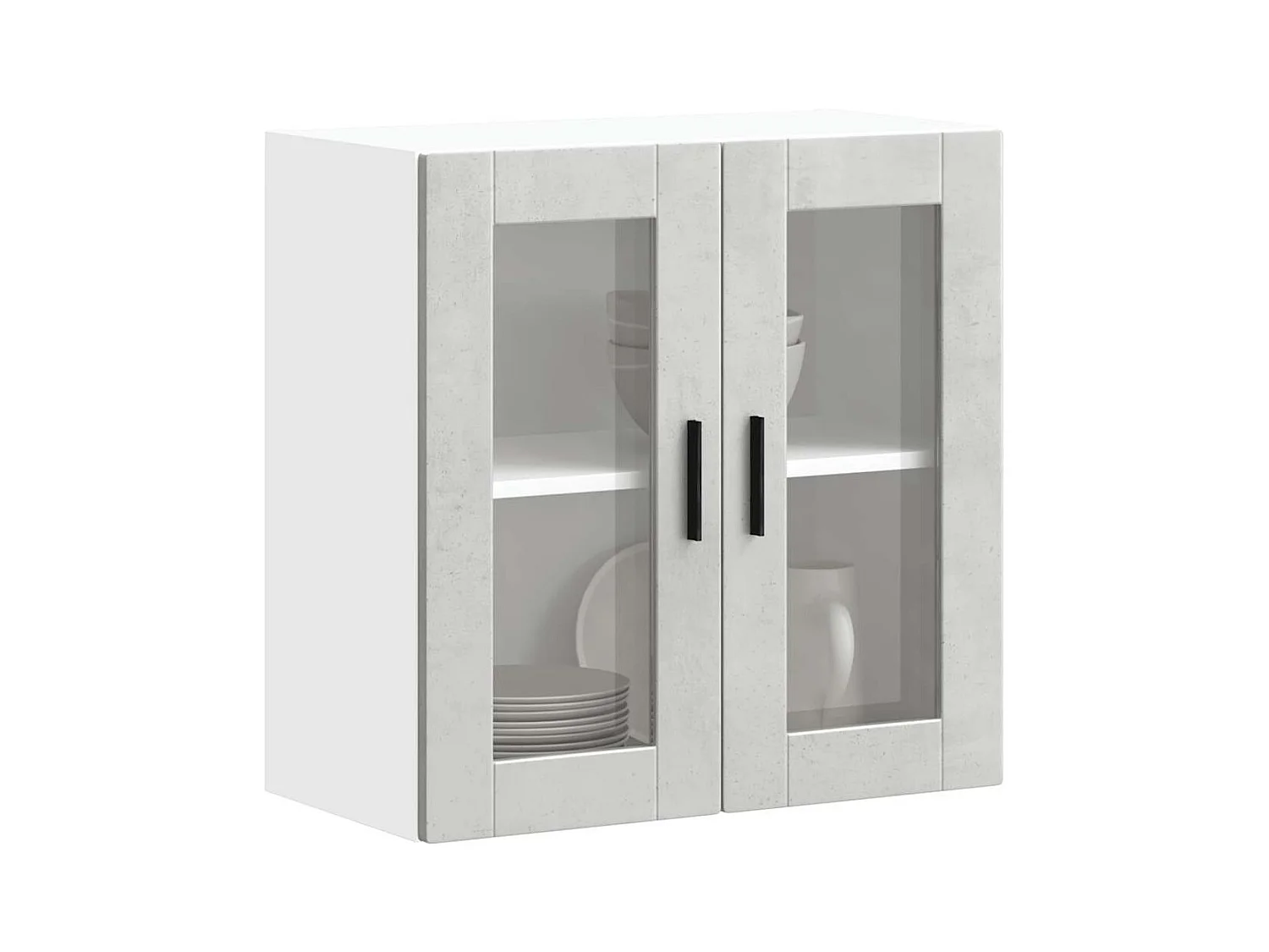 Pensile cucina con anta in vetro cemento grigio