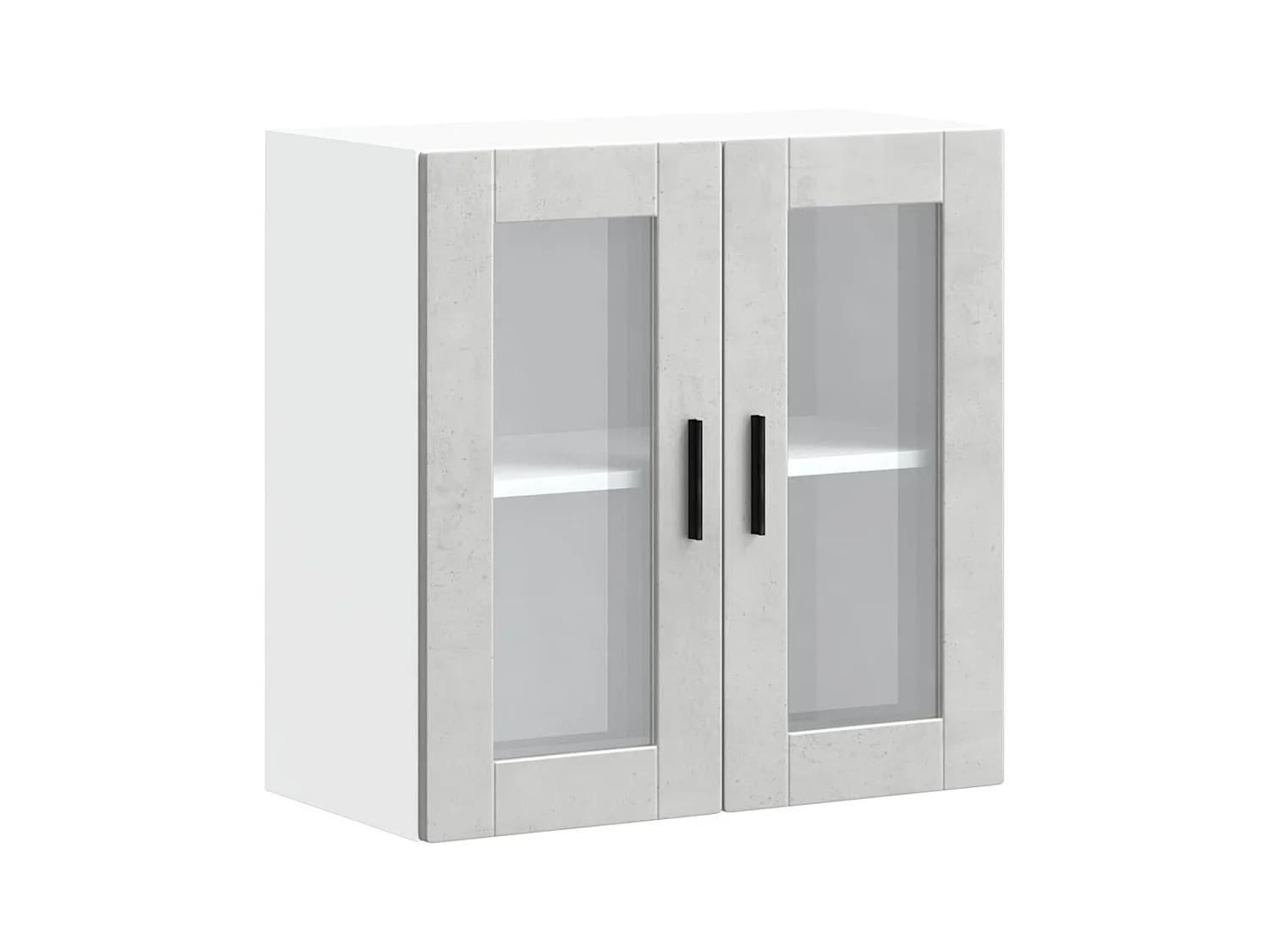 Pensile cucina con anta in vetro cemento grigio