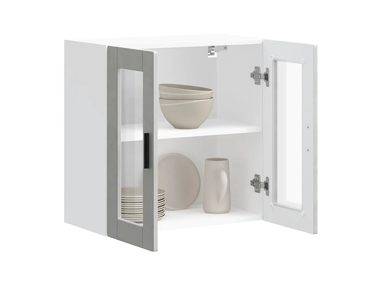 Pensile cucina con anta in vetro cemento grigio