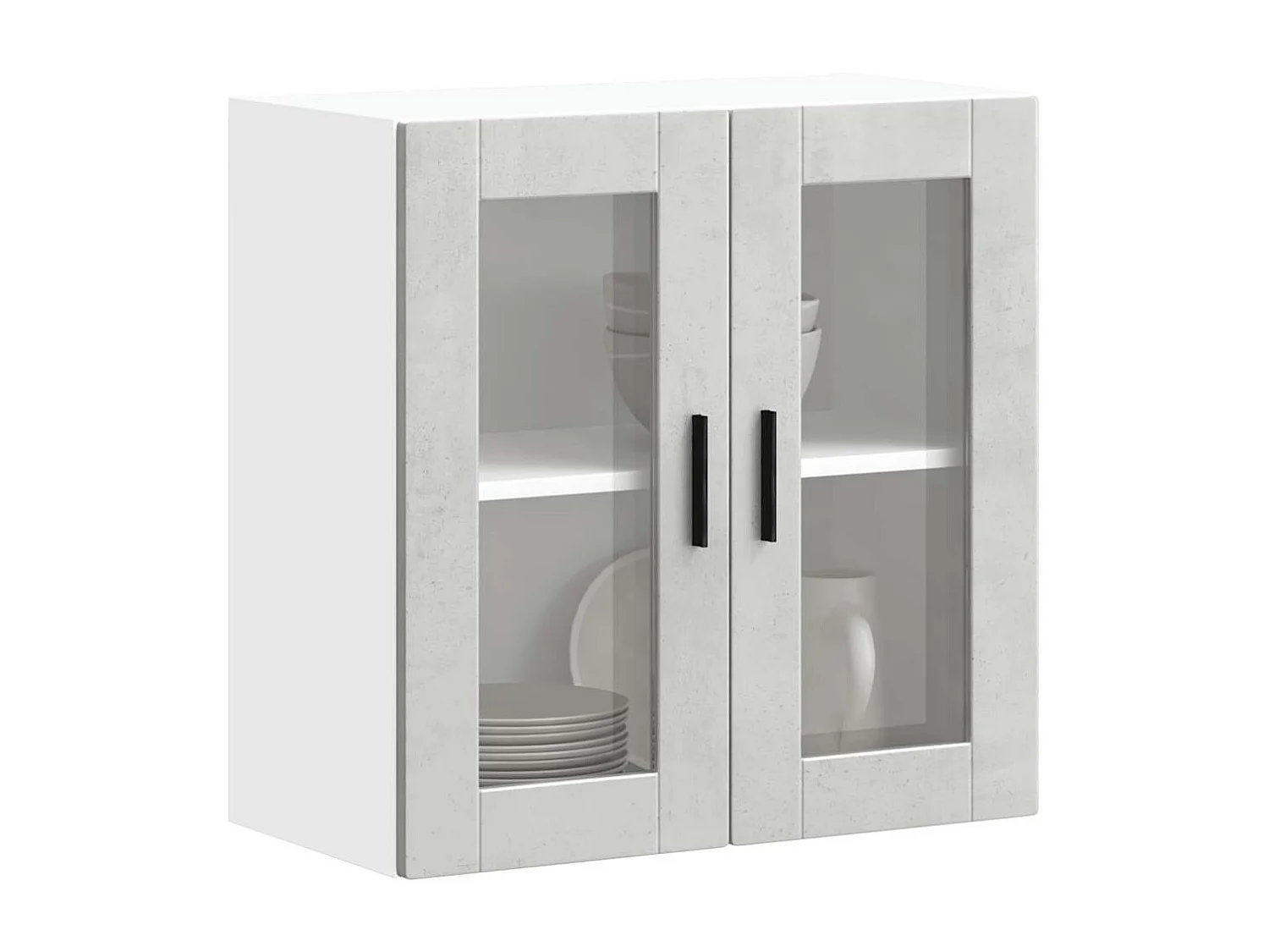 Armoire murale de cuisine avec porte en verre gris béton