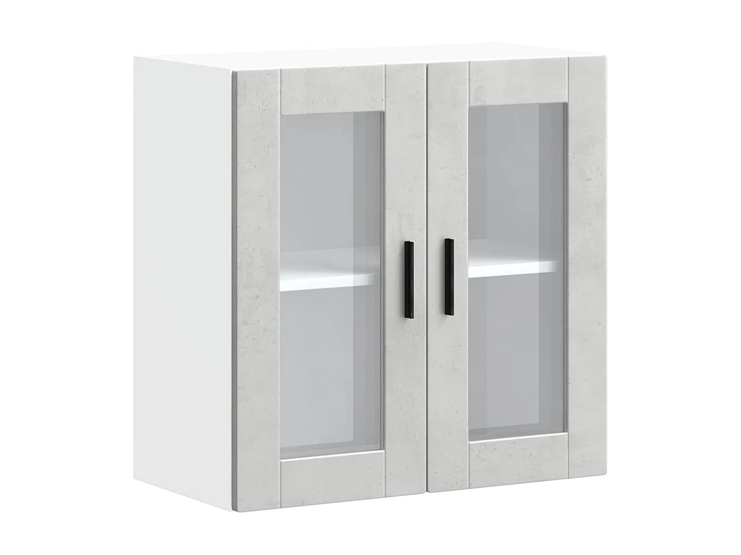 Armoire murale de cuisine avec porte en verre gris béton