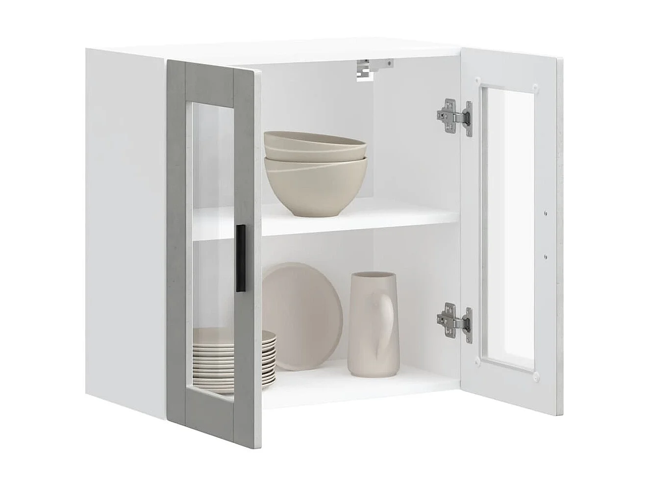 Armoire murale de cuisine avec porte en verre gris béton