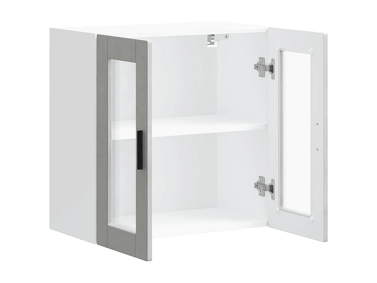 Armoire murale de cuisine avec porte en verre gris béton