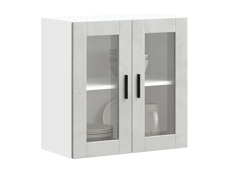 Armoire murale de cuisine avec porte en verre gris béton