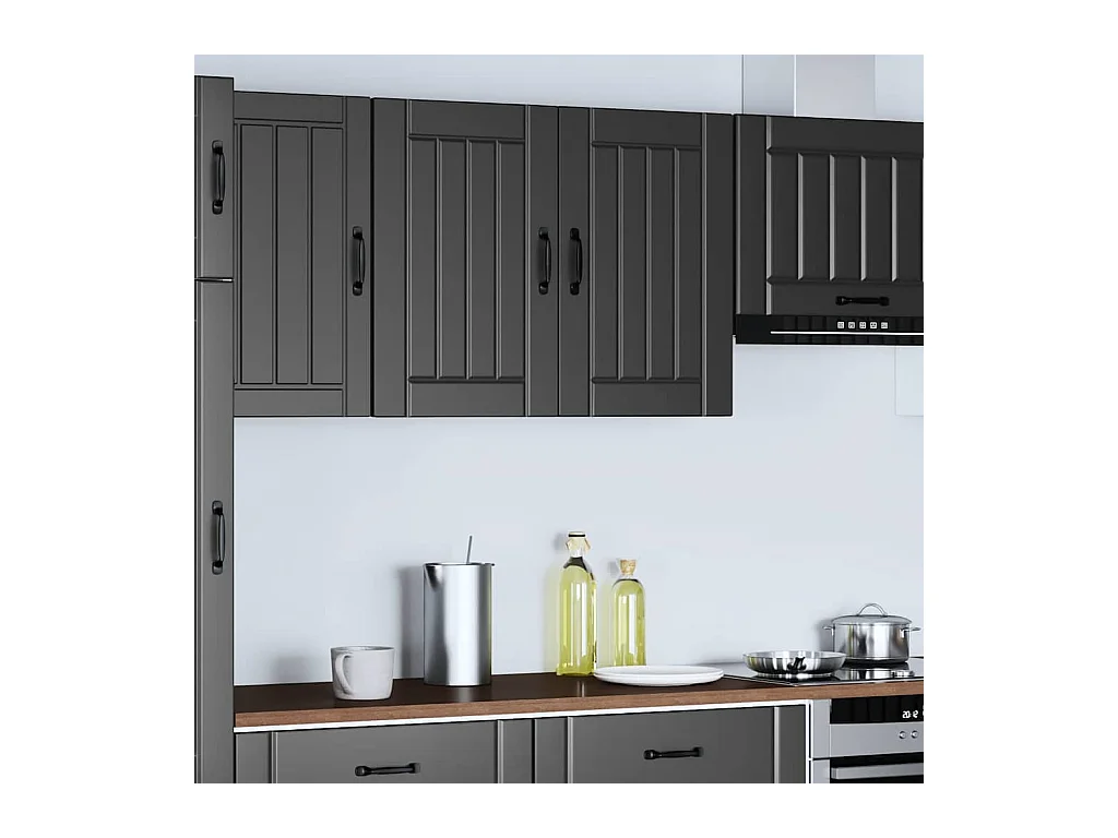 Mobile da cucina in legno ingegnerizzato nero Lucca