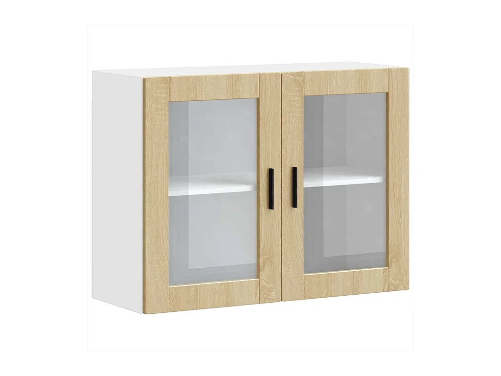 Armoire murale de cuisine et porte en verre chêne sonoma