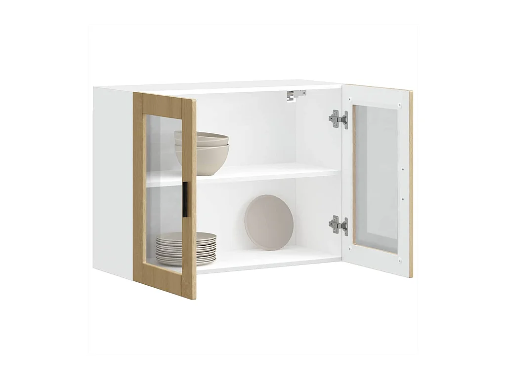 Armoire murale de cuisine et porte en verre chêne sonoma