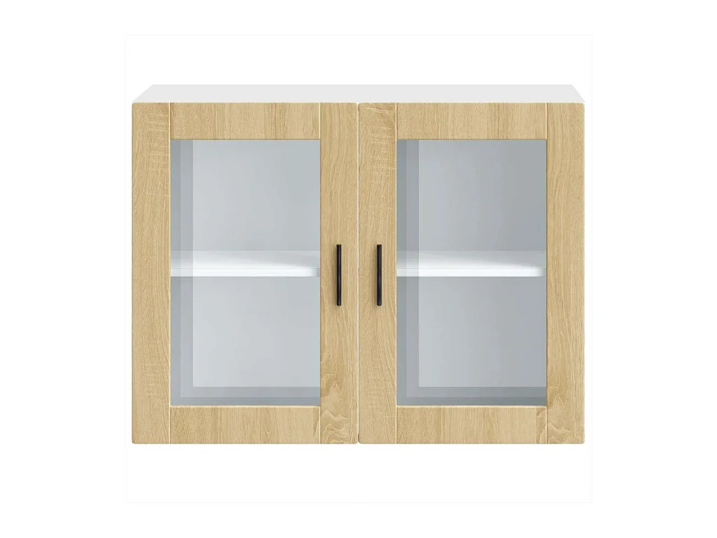 Armoire murale de cuisine et porte en verre chêne sonoma
