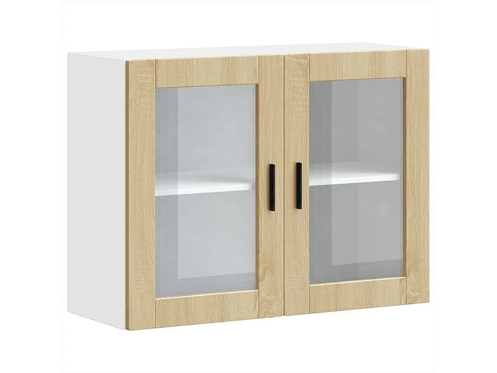 Armoire murale de cuisine et porte en verre chêne sonoma