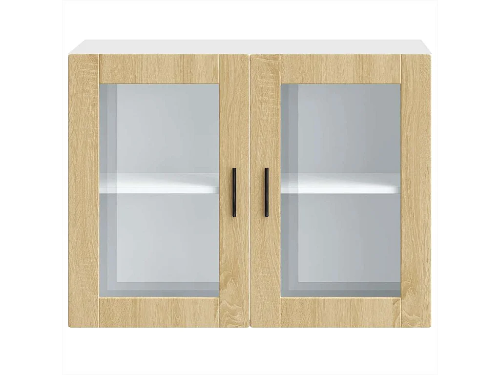 Armoire murale de cuisine et porte en verre chêne sonoma