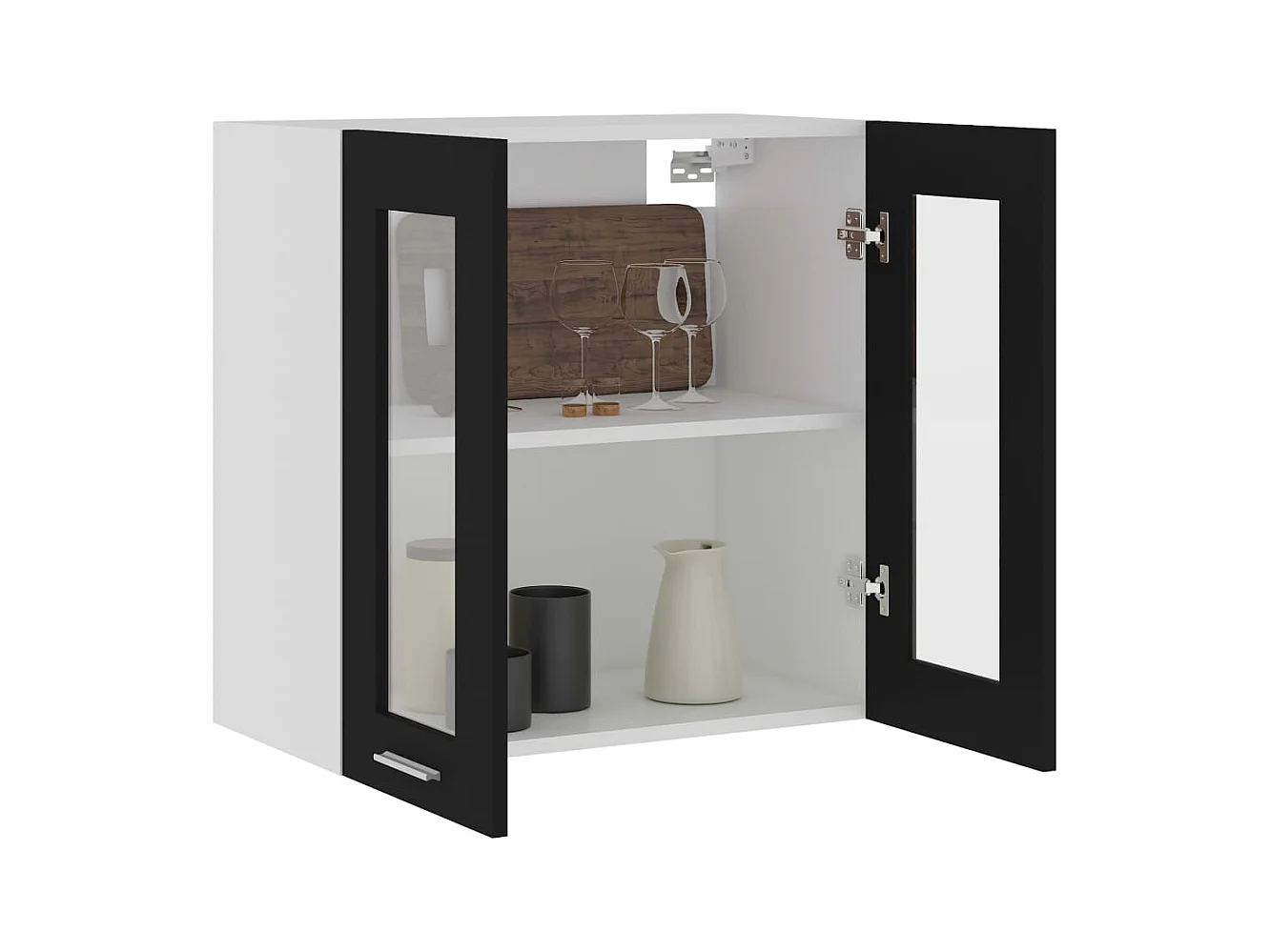 Zwarte hangvitrinekast 60x31x60 cm