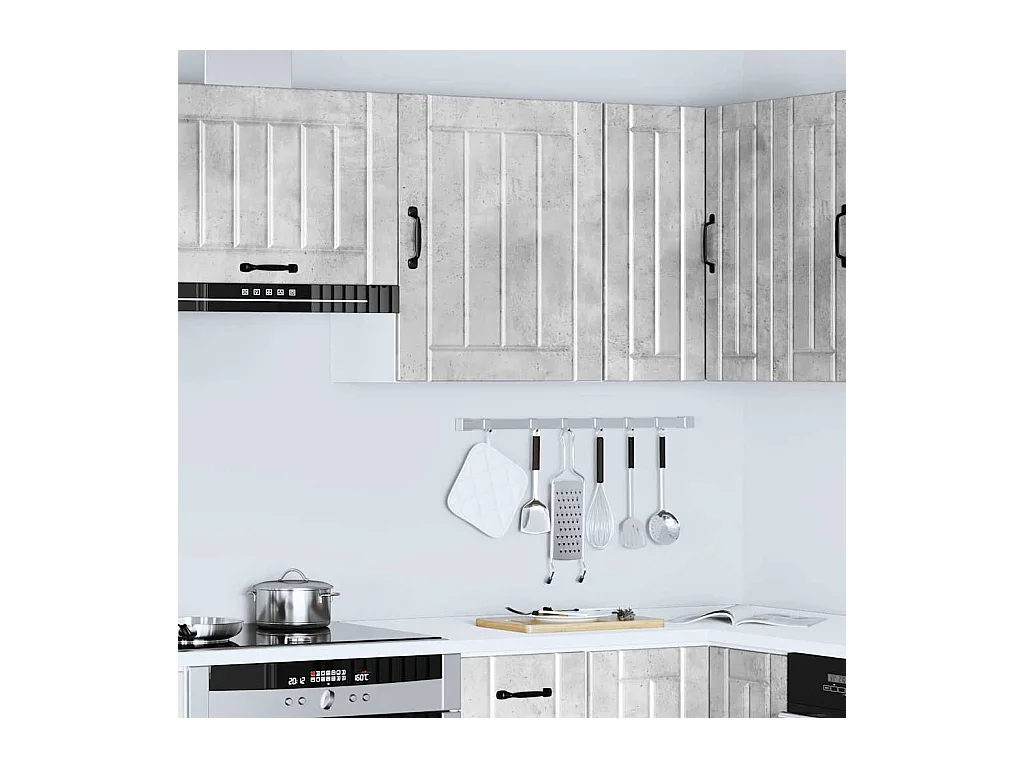 Armoire murale de cuisine gris béton bois ingénierie