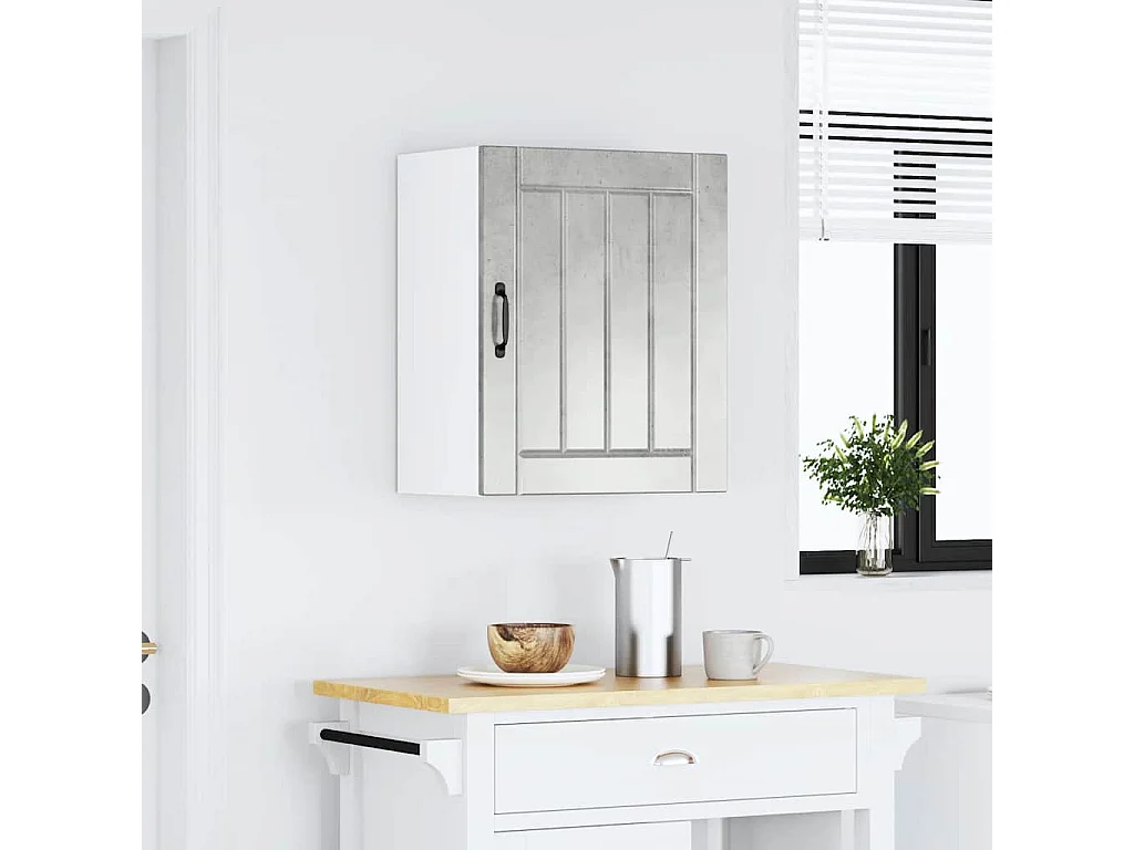 Armoire murale de cuisine gris béton bois ingénierie