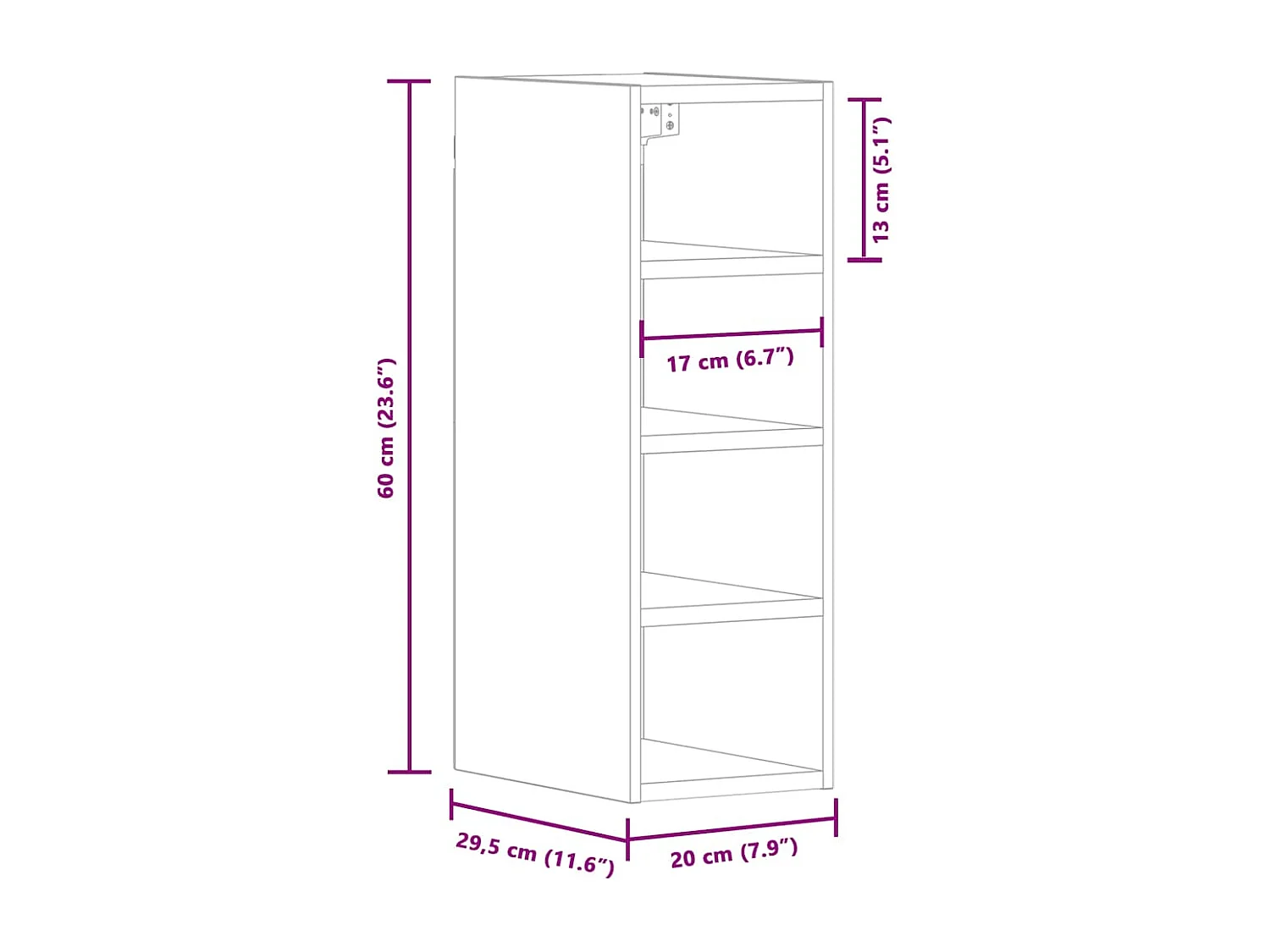 Armoire suspendue sonoma gris 20x29,5x60 cm