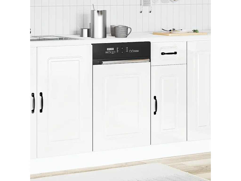 Panneau de lave-vaisselle blanc brillant 45x1,5x67 cm