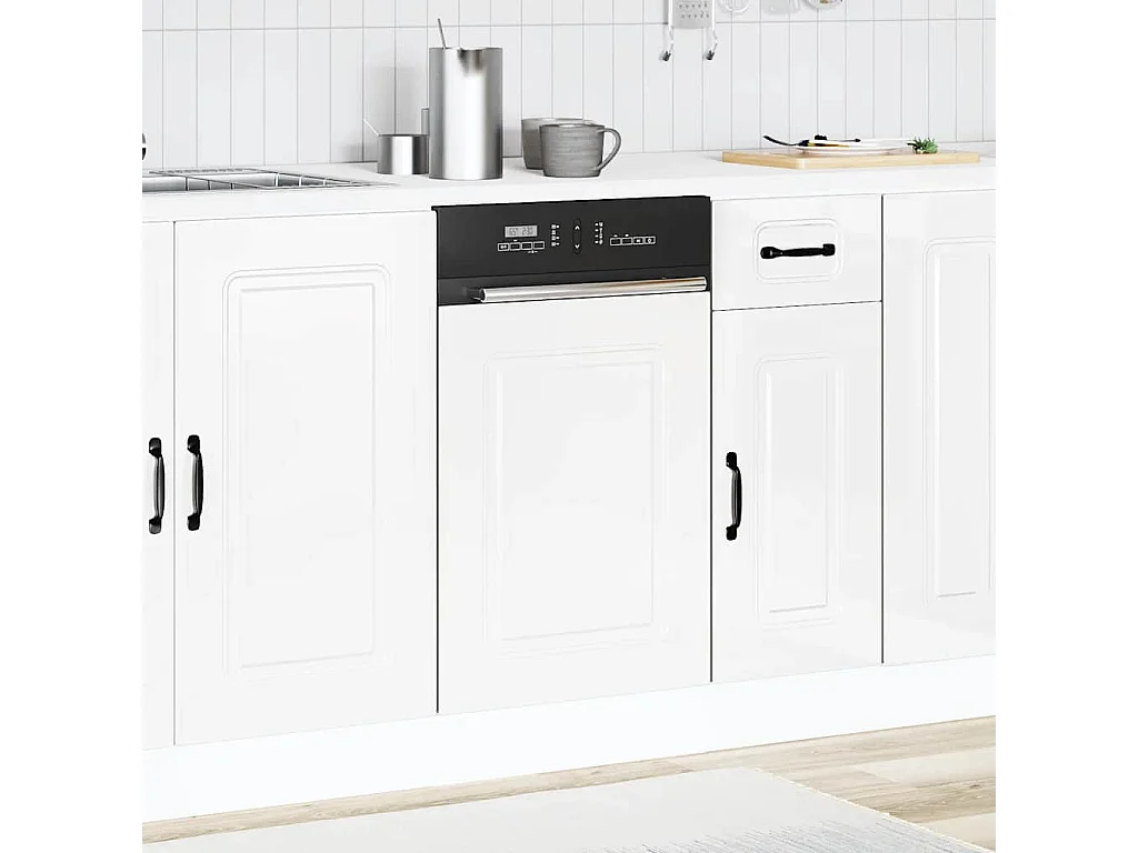 Panneau de lave-vaisselle blanc brillant 45x1,5x67 cm