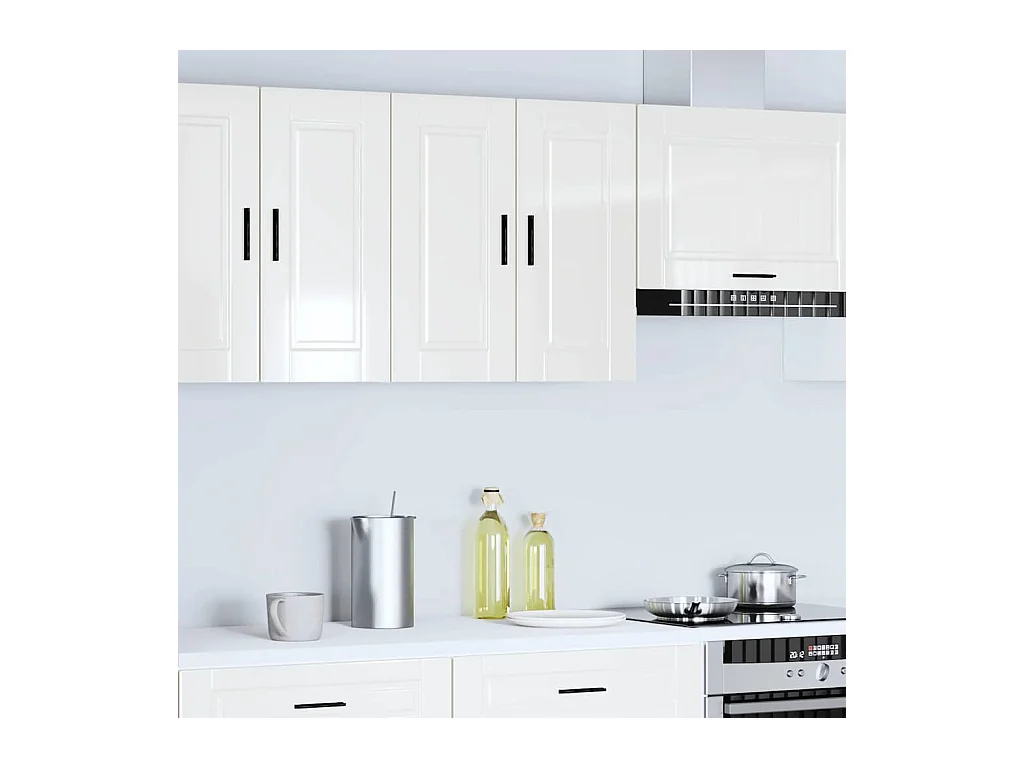 Armoire murale de cuisine blanc brillant bois ingénierie