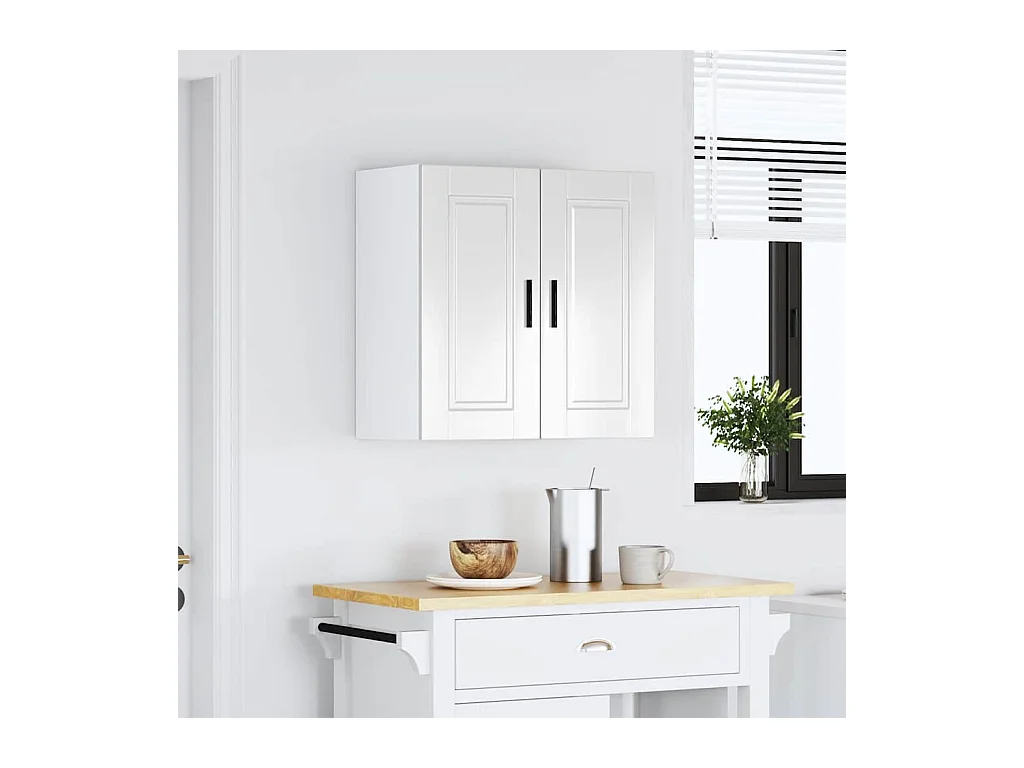Armoire murale de cuisine blanc brillant bois ingénierie