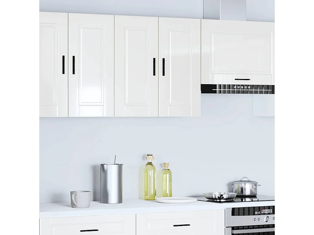 Mueble de cocina de pared de madera de ingeniería blanca brillante