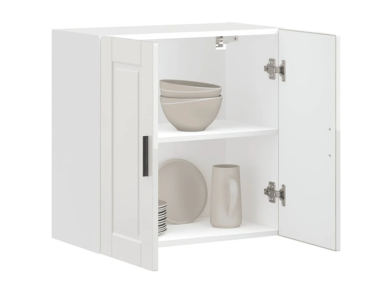 Mueble de cocina de pared de madera de ingeniería blanca brillante