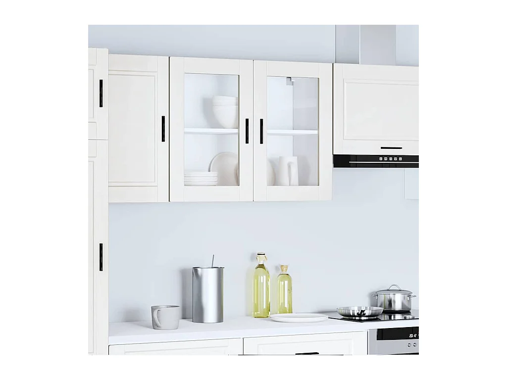 Pensile cucina con anta in vetro bianco