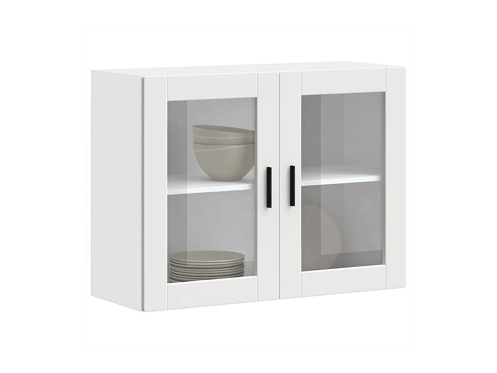 Mueble de cocina de pared con puerta de cristal blanco