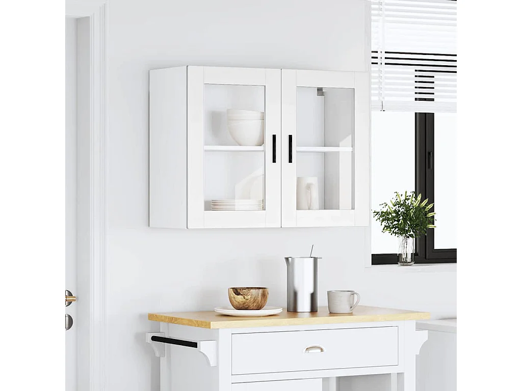 Pensile cucina con anta in vetro bianco