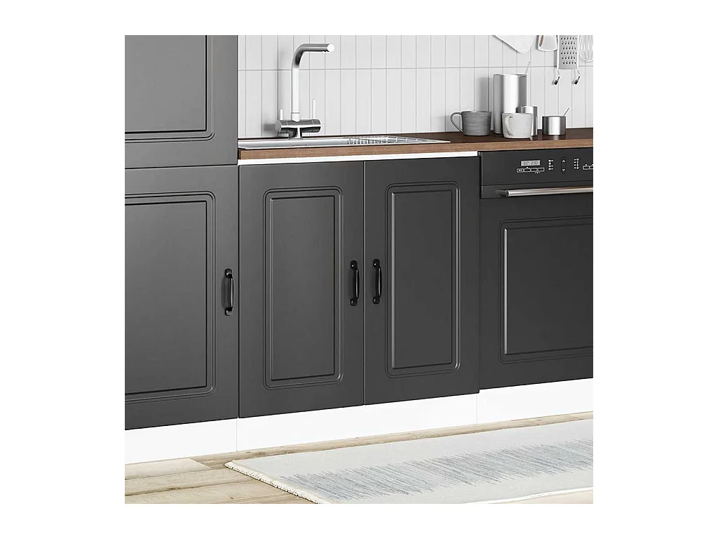 Meuble bas pour évier noir 80x46x81,5 cm bois ingénierie