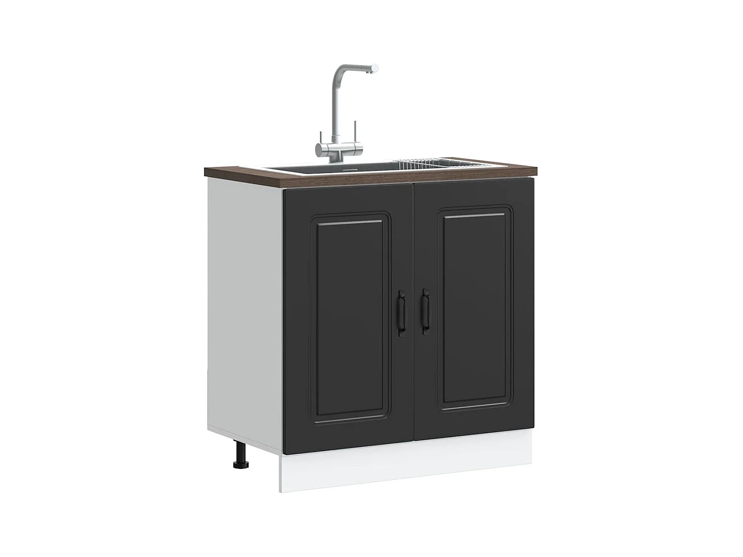 Meuble bas pour évier noir 80x46x81,5 cm bois ingénierie