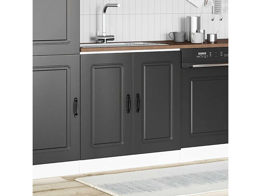 Kalmar zwarte wastafelkast 80x46x81,5 cm bewerkt hout